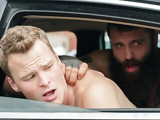 After a movie night, the young stepson couldn't resist his stepdad's muscular body. In the car, they indulged in a steamy session of mutual pleasure, exploring each other's bodies and satisfying their desires.